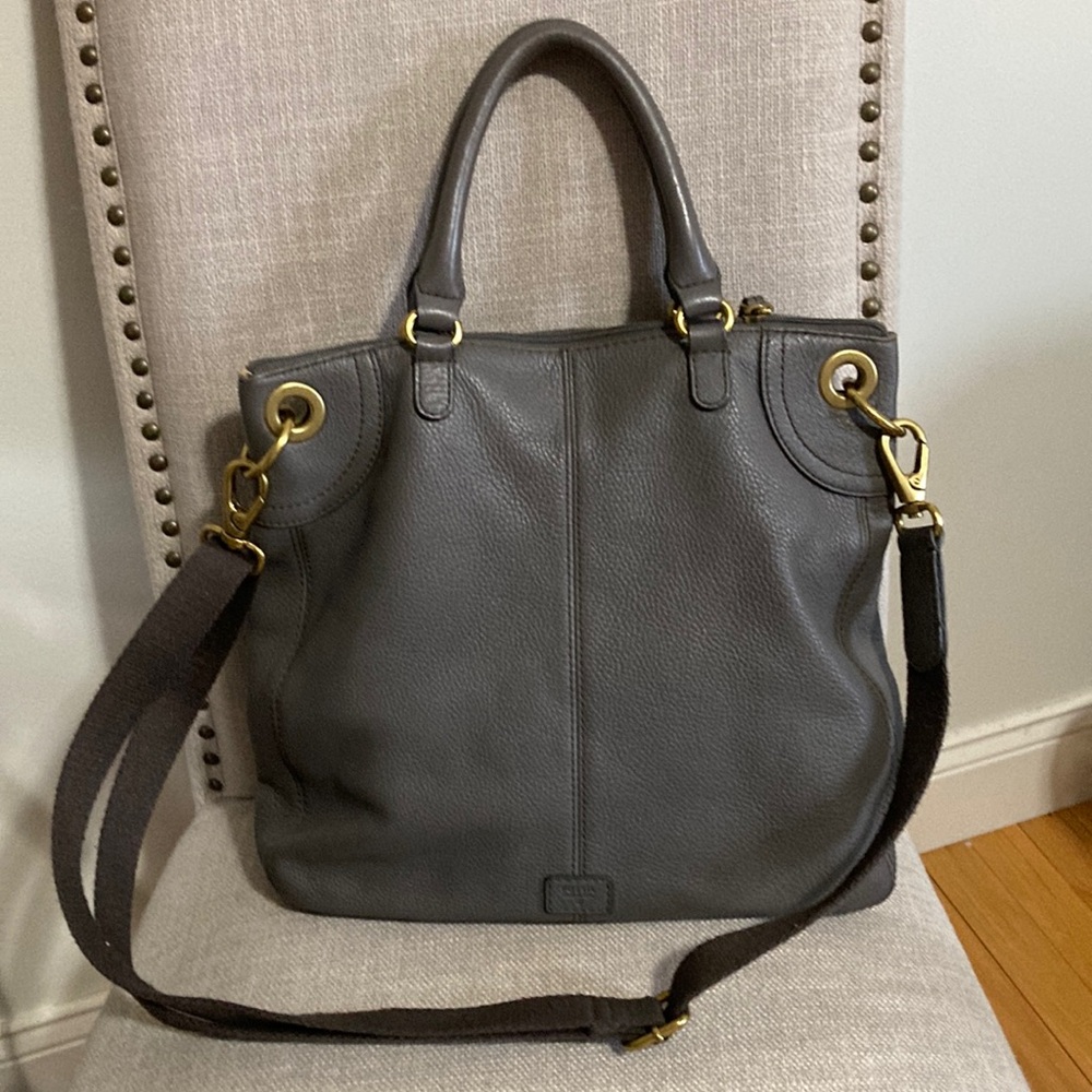 Fossil Gray Leather Women's Bag - Picture 3 of 5